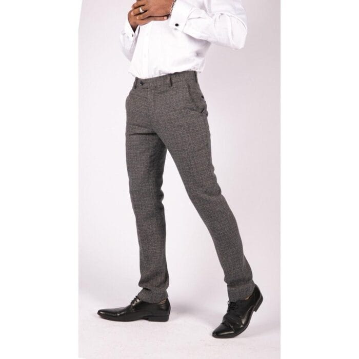 Mens Tweed Check Vintage Retro Peaky Blinders Tailored Fit 1920s Trousers Blue - Knighthood Store