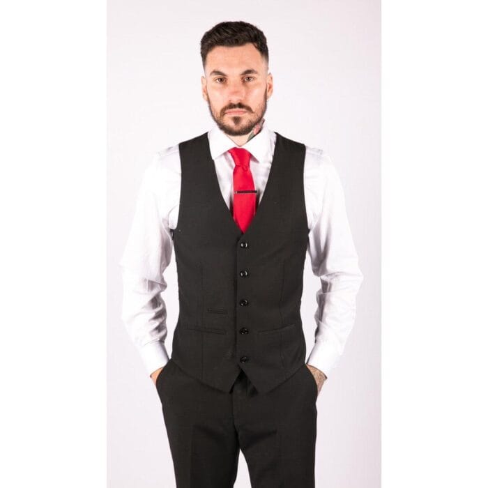 Mens 3 Piece Black Tailored Fit Complete Suit Classic Doorman Morning Funeral - Knighthood Store