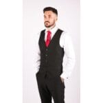 Mens 3 Piece Black Tailored Fit Complete Suit Classic Doorman Morning Funeral - Knighthood Store