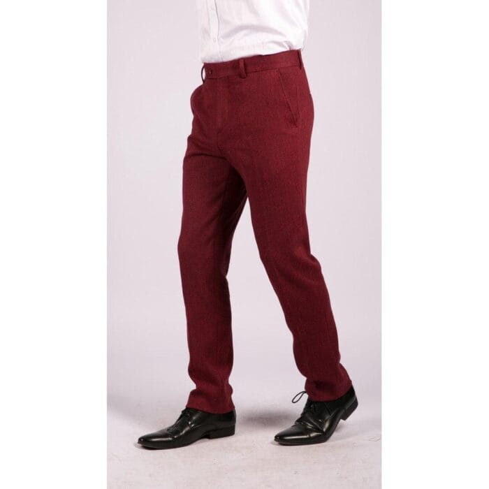 Mens Grey Charcoal Tweed Trousers Herringbone Wool Vintage Retro Blinders - Knighthood Store