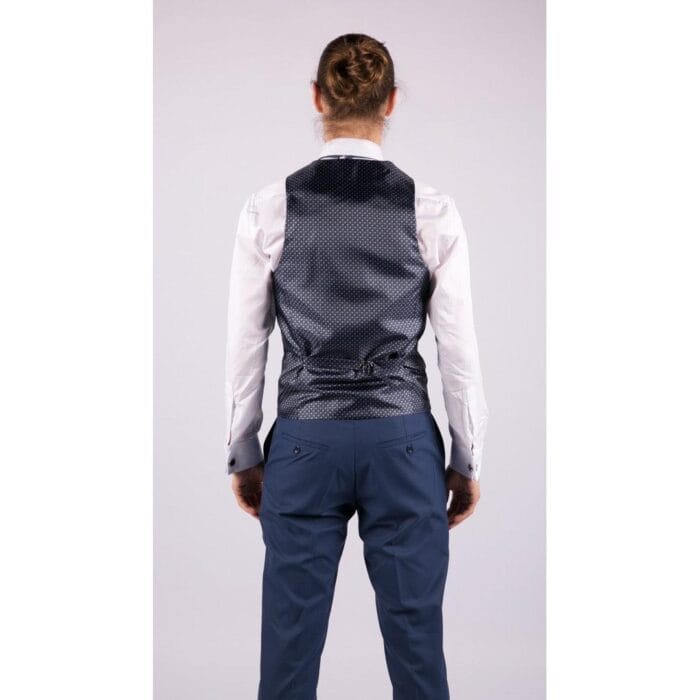 Mens 4 Piece Wedding Suit Groom Shawl Collar Vintage Blue Cravat Tailored Fit - Knighthood Store