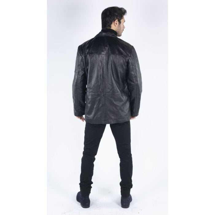 Mens Real Leather Jacket Black Smart Casual Classic Blazer Retro Vintage - Knighthood Store