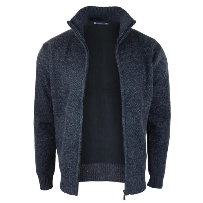 Mens Jumper Jacket Fleece Fur Lined Cardigan Knitted Warm Winter Casual Zipped - Knighthood Store