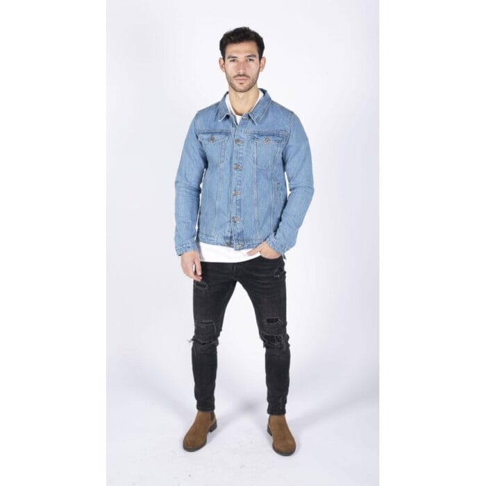 Mens Classic Denim Jacket Jeans Black Stonewash Blue Short Vintage 80s Retro Classic - Knighthood Store