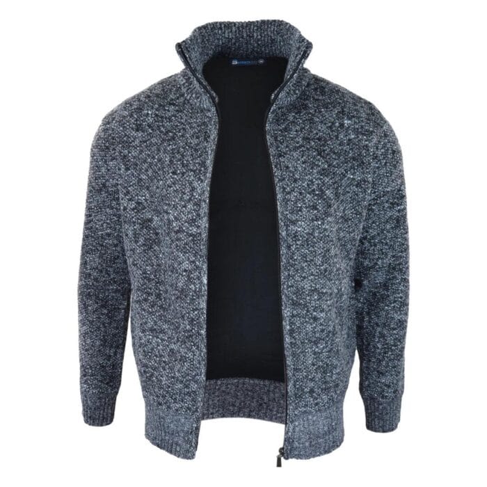 Mens Jumper Jacket Fleece Fur Lined Cardigan Knitted Warm Winter Casual Zipped - Knighthood Store