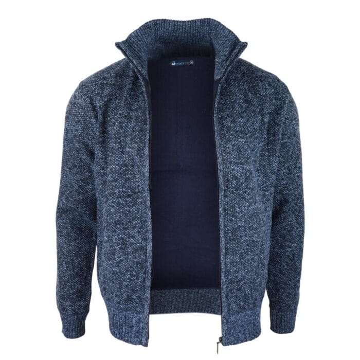 Mens Jumper Jacket Fleece Fur Lined Cardigan Knitted Warm Winter Casual Zipped - Knighthood Store