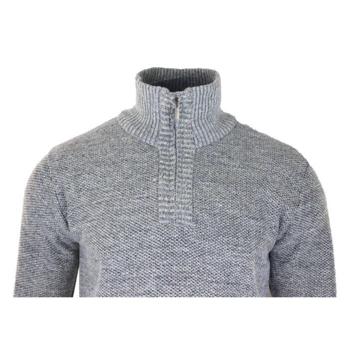 Mens Jumper Fleece Fur Lined Pullover Knitted Warm Winter Casual Half Zip - Knighthood Store