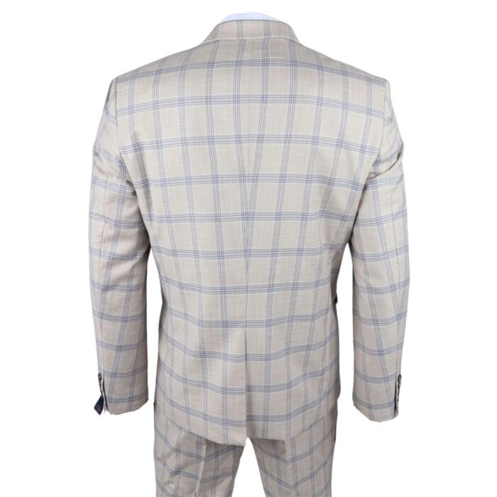Men's Blazer Beige Checked Classic Sport Coat Plaid Tailored Fit - Knighthood Store