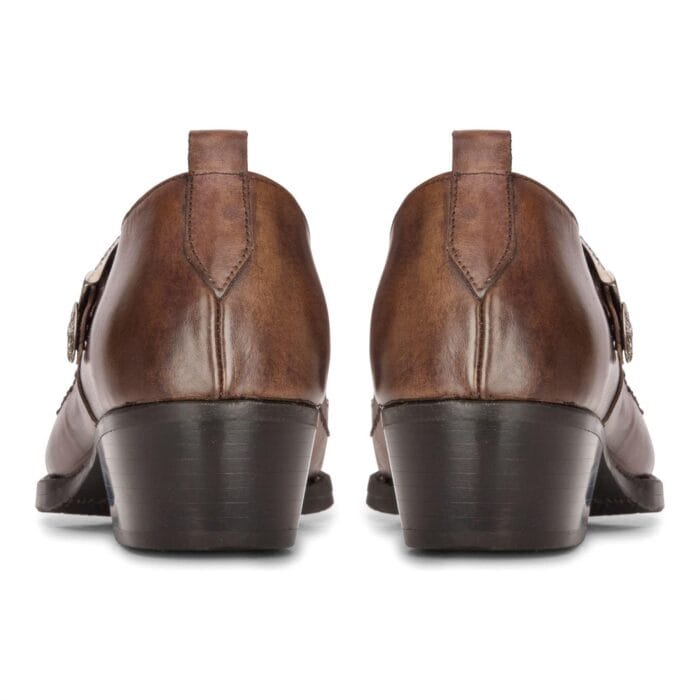 Mens Western Buckle Shoes Vintage Real Leather Dancing Riding Cowboy Classic - Knighthood Store