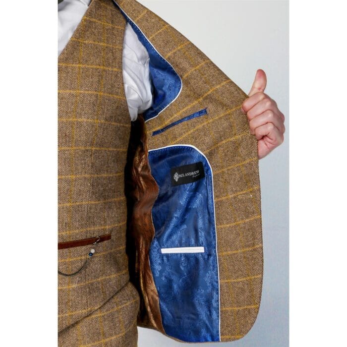 Men's Brown Blazer Tweed Herringbone Wool Blend Sport Coat - Knighthood Store