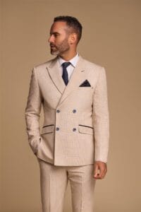 Men's Suit 2 Piece Beige Double Breasted Tailored Fit - Knighthood Store
