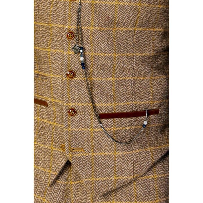 Men's Brown Waistcoat Tweed Herringbone Wool Blend Vest - Knighthood Store