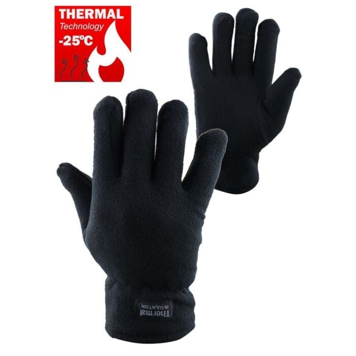 Mens Thermal Insulated Lined Warm Gloves One Size Stretch Classic Black - Knighthood Store