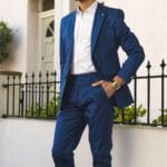 Mens 2 Piece Summer Suit Blue Office Wedding Smart Casual Classic Italian Tailored Fit - Knighthood Store