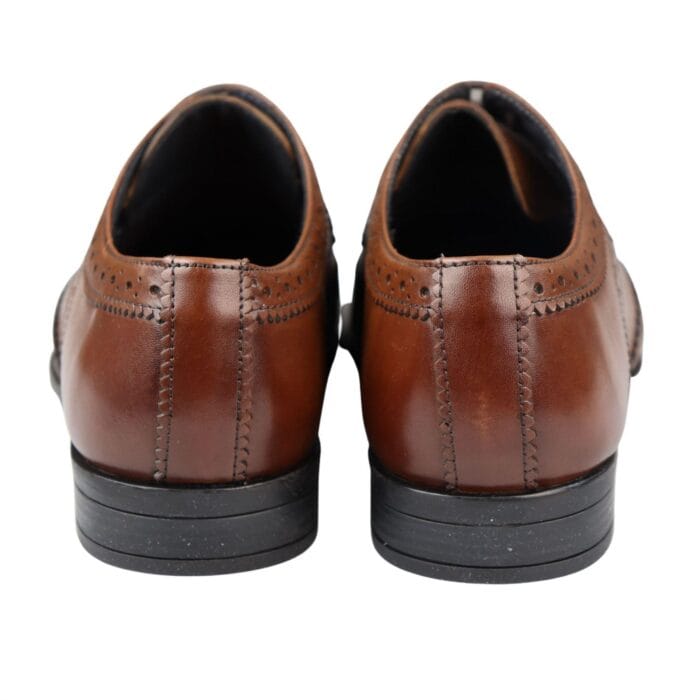 Mens Real Leather Smart Shoes Laced Brogue Shoes Black Brown Classic Gatsby Dress - Knighthood Store