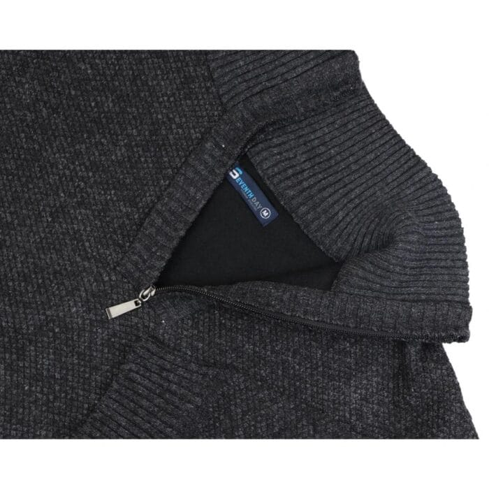 Mens Jumper Fleece Fur Lined Pullover Knitted Warm Winter Casual Half Zip - Knighthood Store
