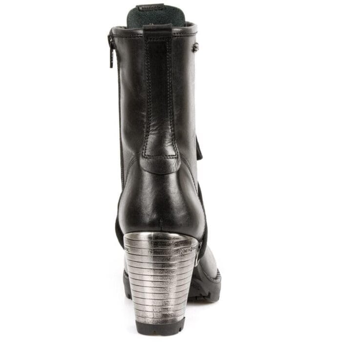 New Rock TR001-S1 Ladies Trail Black 100% Leather Gothic Punk Lace Boots - Knighthood Store