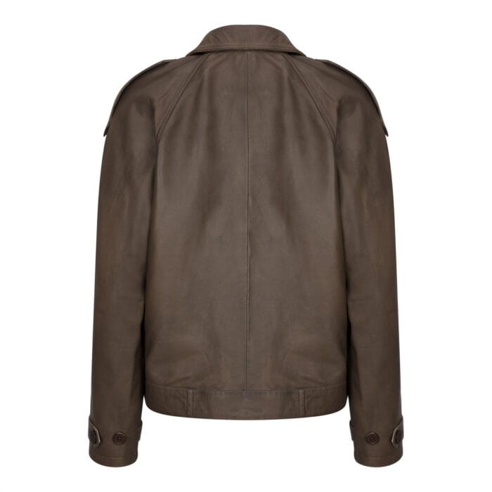 Women's Leather Jacket Cropped Trench Coat - Knighthood Store
