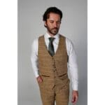 Men's Brown Waistcoat Tweed Herringbone Wool Blend Vest - Knighthood Store