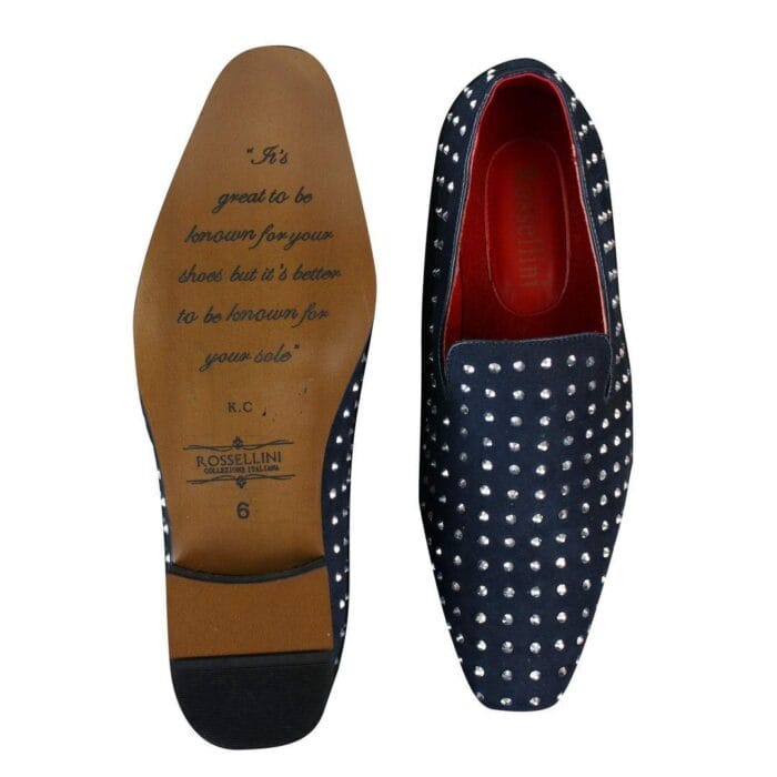 Mens Suede Slip On Loafers Shoes Stud Spikes Silver Smart Casual Shiny Party - Knighthood Store