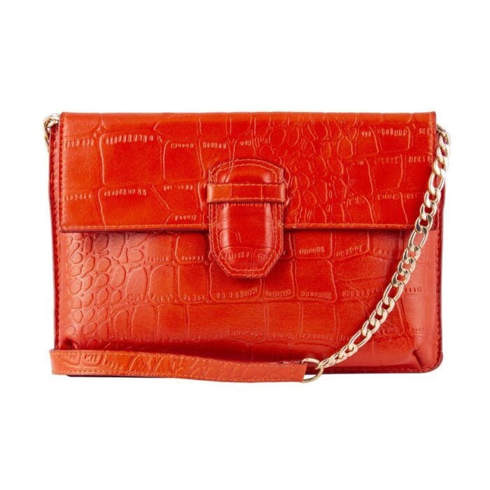 Womens Real Leather Buckle Hide Clutch Shoulder Bag Metal Chain Cross Body - Knighthood Store