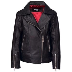 Girls Kids Real leather Biker Style Jacket Cross Zip Black Pink Age - Knighthood Store