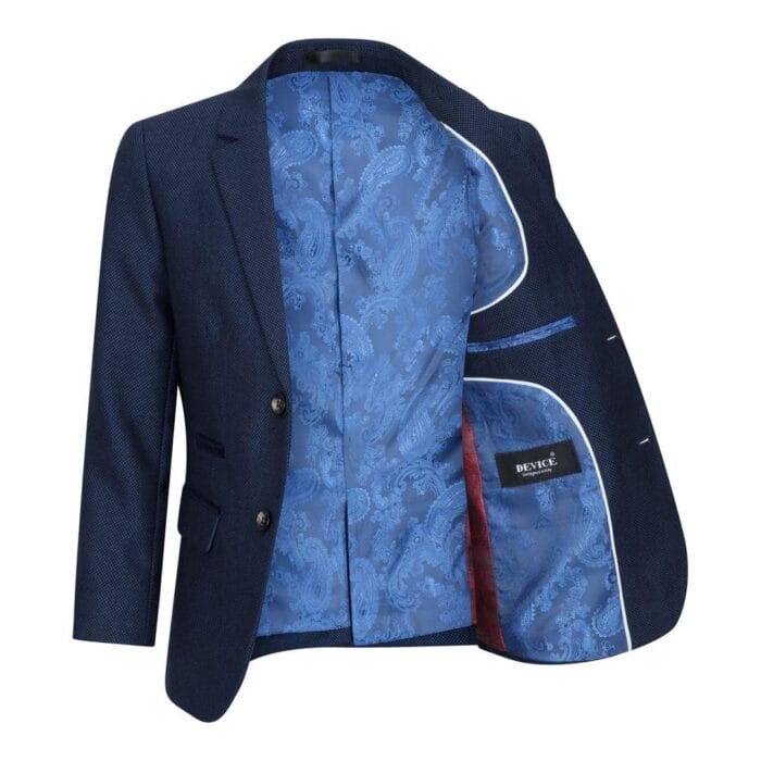 Boys Navy Blue 3 Piece Tweed Birdseye Suit Smart Formal Wedding Classic 1920s - Knighthood Store