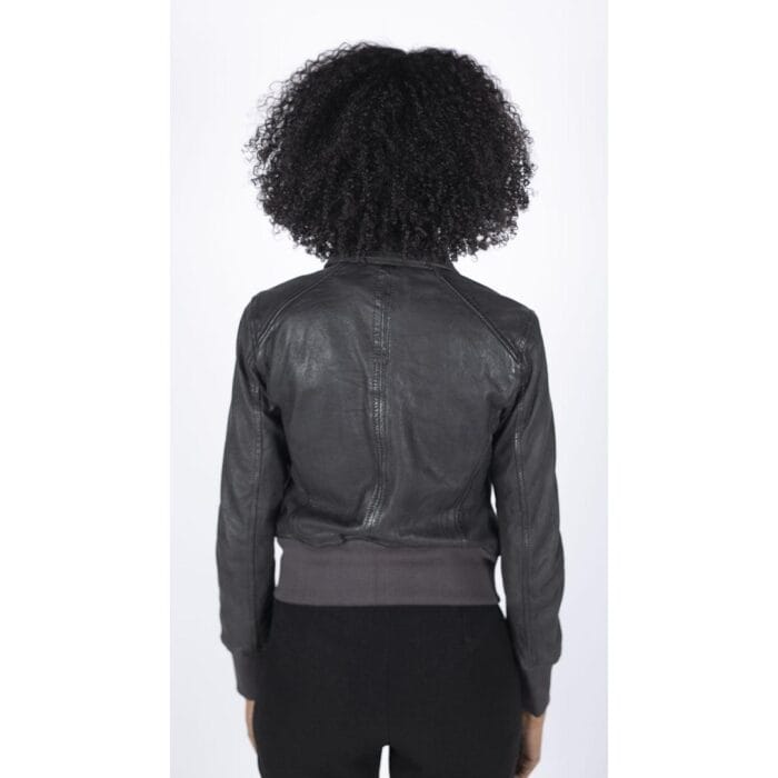 Womens Real Leather Bomber Jacket Short Zipped Retro Brown Tan Black Blue Grey - Knighthood Store