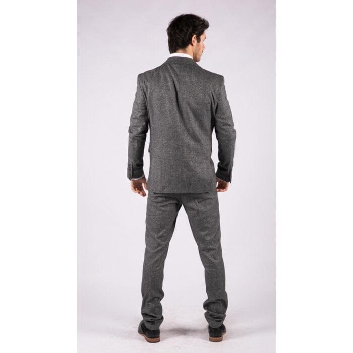 Mens Classic 3 Piece Suit Prince Of Wales Check Grey Tailored Fit Vintage Wedding - Knighthood Store
