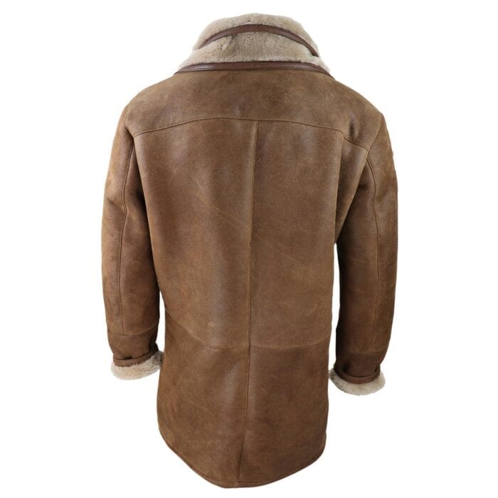Mens 3/4 Duffle Jacket Real Sheepskin Long Smart Casual Button Zip Warm Coat - Knighthood Store