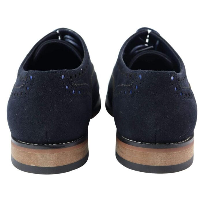 Mens Lace Real Suede Brogues Shoes Gatsby Classic 1920's Blue Brown Vintage - Knighthood Store