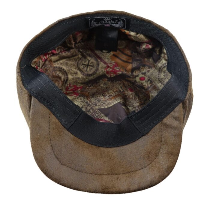 Mens 8 Panel Razor Baker Boy Hat PU Leather Blinders Newsboy Flat Cap Black Brown - Knighthood Store