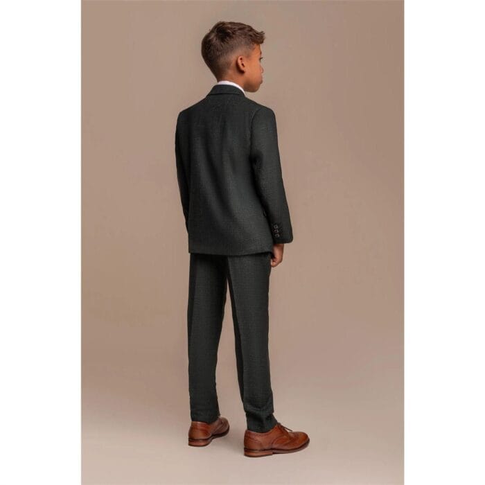 Boys 3 Piece Olive Green Check Suit Tweed Tailored Fit Wedding - Knighthood Store