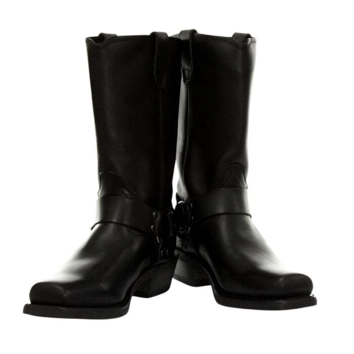 Unisex Real Leather Hi Biker Boots Rock Punk Grinders Buckle Cowboy Riding - Knighthood Store