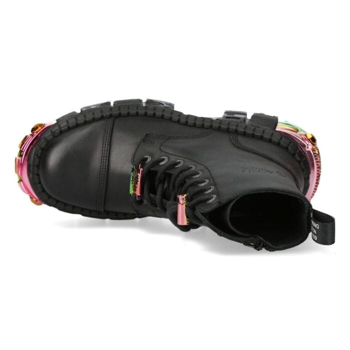New Rock Boots WALL83CCT-S8 Unisex Metallic Black Leather Platform Gothic Boots - Knighthood Store