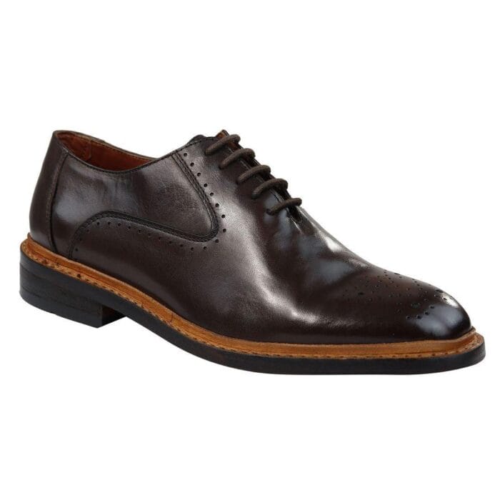 Mens Brogue Oxford Shoes Tan Brown Black Laced Leather Goodyear Welted - Knighthood Store