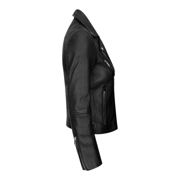 Womens Cross Zip Biker Real Leather Jacket Brando Red Black Retro Classic Motorcycle - Knighthood Store