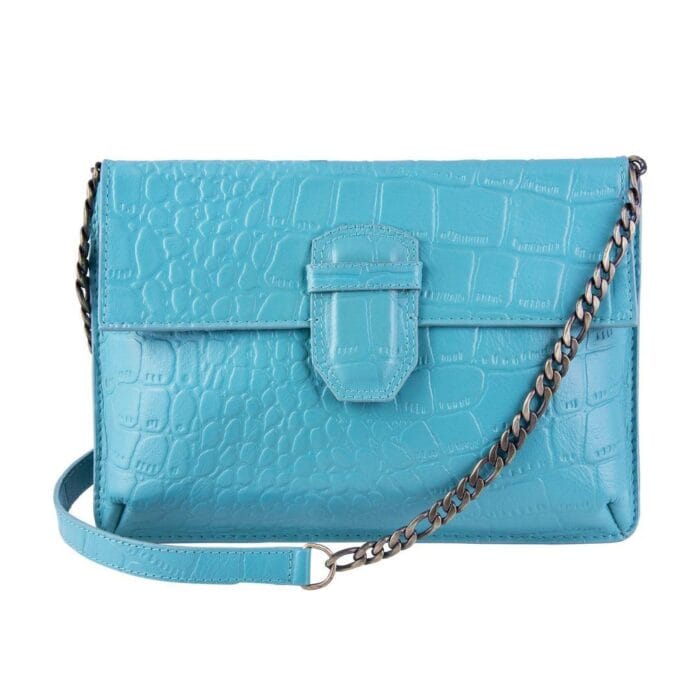 Womens Real Leather Buckle Hide Clutch Shoulder Bag Metal Chain Cross Body - Knighthood Store