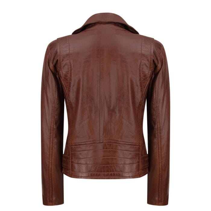 Ladies Women Genuine Real Leather Slim Fit Black Biker Jacket - Knighthood Store
