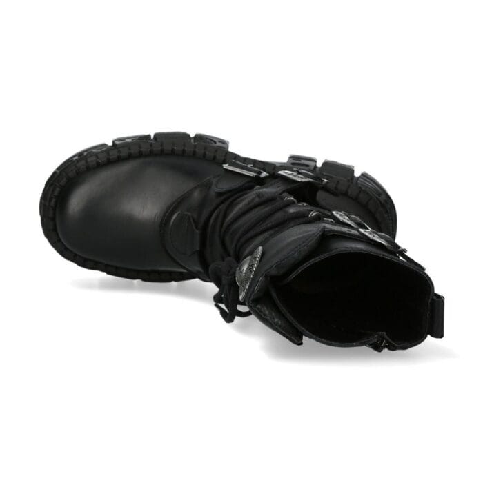 New Rock Boots Punk WALL373-S5 Metallic Black Leather Platform Gothic EMO Goth - Knighthood Store