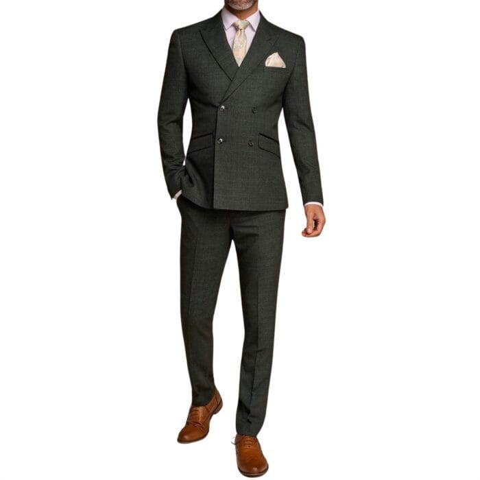 Men's Suit 2 Piece Olive Green Double Breasted Tailored Fit - Knighthood Store