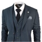 Men's 3 Piece Suit Classic Prince of Wales Check Olive Green Wedding Office Retro - Knighthood Store