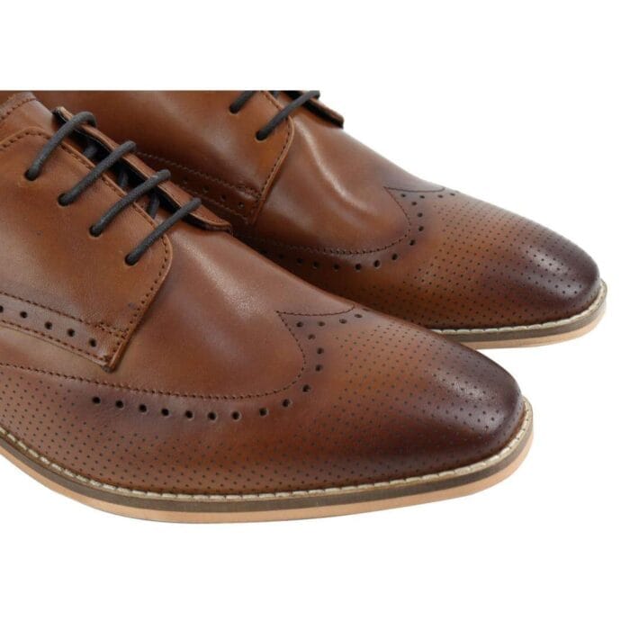 Mens Smart Casual Real Leather Office Work Wedding Shoes Laced Simple Brogues - Knighthood Store