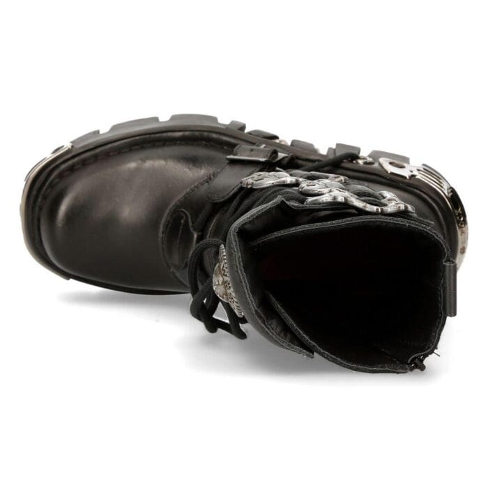 New Rock 391 S1 Reactor Boots Goth Metallic All Sizes Unisex Black Calf Length - Knighthood Store
