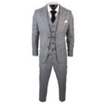 Men's Grey 3 Piece Suit Prince Of Wales Check Formal Business Dress Suits - Knighthood Store