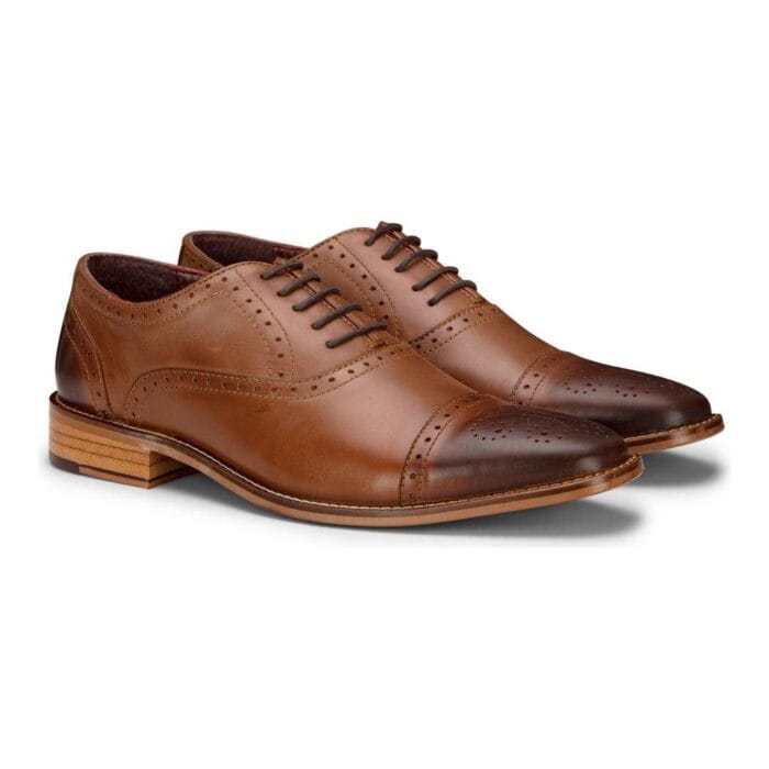 Mens Real Leather Classic Brogues Black Laced Shoes Smart Formal Leather Vintage - Knighthood Store