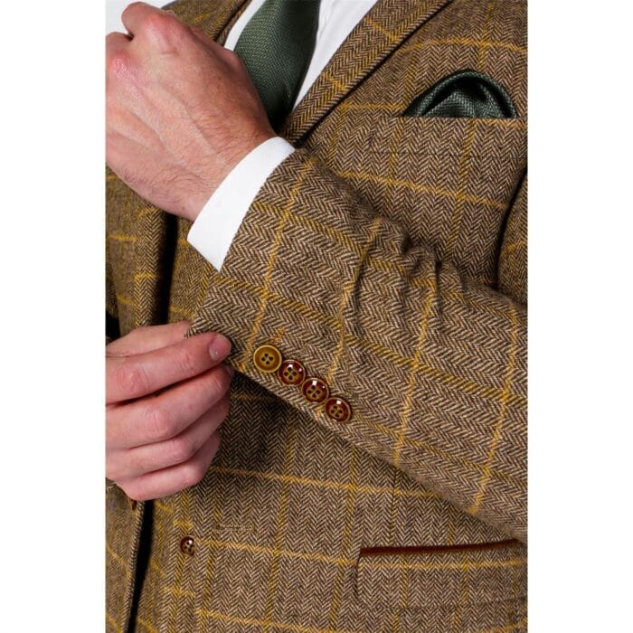 Men's Brown Blazer Tweed Herringbone Wool Blend Sport Coat - Knighthood Store