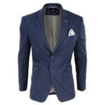 Mens Peaky Blinders Wool Herringbone Tweed Blazer Jacket Blue Brown Vintage - Knighthood Store