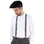 Mens Vintage Check Stripe Trouser Braces Suspenders 1920s Gatsby Peaky Blinders - Knighthood Store