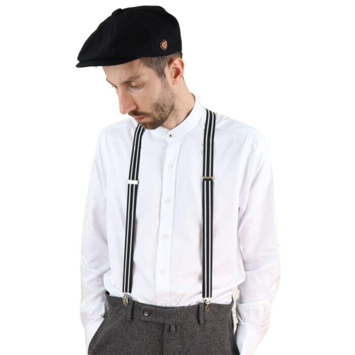 Mens Vintage Check Stripe Trouser Braces Suspenders 1920s Gatsby Peaky Blinders - Knighthood Store